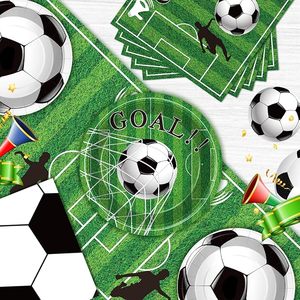 Ensemble de faveurs de fête sur le thème du football en gros, assiettes à dîner, assiettes à dessert, serviettes, parfait pour les fêtes d'anniversaire sur le thème du football, les célébrations - Product Image 3