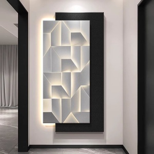 Pintura Decorativa Moderna para Entrada, Pintura Abstracta de Alta Gama para Pasillo, Pintura Colgante con Textura de Arenisca 3D, Lámpara de Pared LED - Product Image 5