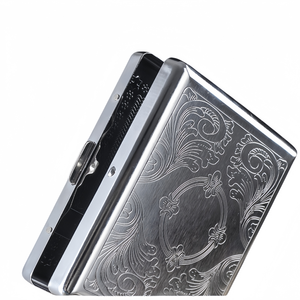 Sỉ 20 hộp thuốc lá kim loại dành cho nam, hộp thuốc lá bằng thép không gỉ di động, khắc nổi - Product Image 3