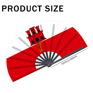 Abanicos Plegables de Bambú con la Bandera de Gibraltar al por Mayor, Abanico de Mano para Carnaval, Boda, Festival, Fiesta, Agencia de Viajes - Product Image 2