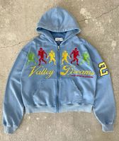Logo personnalisé Acid Wash Sweat à capuche Boxy Fit recadrée soleil délavé sweat-shirt ras du cou lavage à l'acide soleil délavé sweat à capuche avec fermeture éclair strass