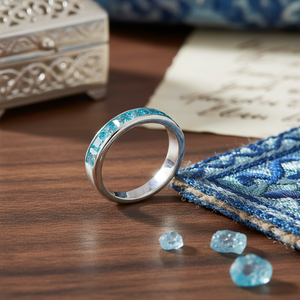 <b>Silver</b> Band <b>Rings</b> Blue Quartz Zircon Handmade Wholesale Turkish 925 Sterling <b>Silver</b> Jewelry - Product Image 2