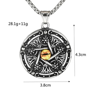 Collar con Colgante de Estrella de Cinco Puntas y Ojo Turco de Acero Inoxidable para Hombre, Regalo Temático - Product Image 5