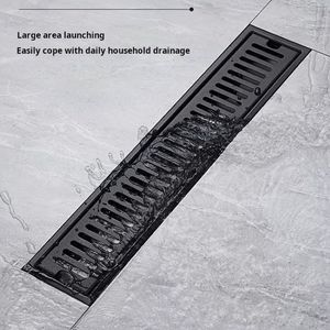 Drenaje de Piso Lineal de Acero Inoxidable 304 Negro, Antiolor, para Baño, Cubierta Larga, Diseño Moderno, Instalación Empotrada, Tubería de 40-110 mm - Product Image 3