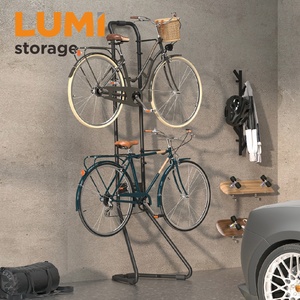 Portabicicletas de almacenamiento para <span class=keywords><strong>garaje</strong></span>, soporte de pared de suelo por gravedad para bicicleta, soporte Vertical ajustable para bicicleta, 2 unidades - Product Image 1