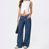 Jeans de Mujer de Alta Gama Estilo Y2K, Corte Holgado, Azul Medio/Azul Claro, para Primavera/Verano 2026, Cintura Baja, Pierna Recta