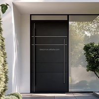 Nuevo diseño de puerta única de hierro residencial de seguridad puerta delantera Casa de vidrio templado precios de puerta forjada de hierro