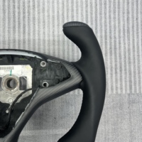 Volant en fibre de carbone mat avec poignée en cuir lisse, chauffage en option, pour Tesla Model X Y 3 S, accessoire intérieur de voiture