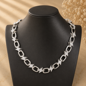 Cadena Cubana de Plata 925 con Moissanita Redonda Helada, Collar Unisex, Joyería de Moda de Lujo Estilo Hip Hop Urbano - Product Image 3