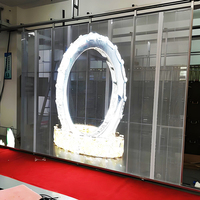 Haute luminosité intérieure P3.9 * 7.8 TV rideau prix vidéo panneau mural écran d'affichage LED Transparent