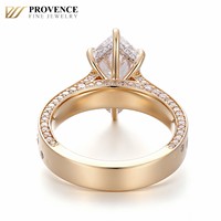 14K Massivgold 3CT Hexagon-Schliff Labor-Gezüchteter Diamant Verlobungsring 6-Krappen-Breitband mit Stern-Mond-Gravur Maßgefertigter Edel-Schmuck