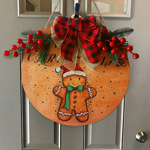 En stock: Decoraciones para coronas navideñas, letreros de bienvenida de madera, colgantes para puerta de Papá Noel, artículos para fiestas navideñas. - Product Image 1