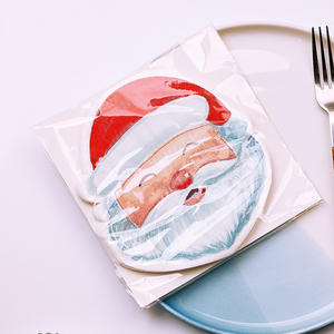 ผ้าเช็ดปากพิมพ์ลายซานตาคลอสแบบสองชั้นผ้าเช็ดปากเกรดอาหารลายคริสต์มาสแบบใช้แล้วทิ้ง2ชั้นสไตล์ในถุง - Product Image 3