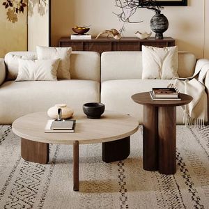 <span class=keywords><strong>Table</strong></span> basse en bois de luxe moderne plateau rond en bois massif pour la maison <span class=keywords><strong>table</strong></span> basse de salon - Product Image 2