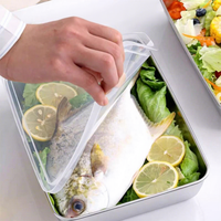 Yolecen Lot de 5 boîtes à lunch rectangulaires réutilisables en acier inoxydable avec couvercle en PP, chauffables au micro-ondes, étanches, pour le stockage des aliments et les collations