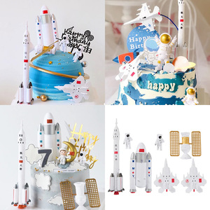 Space Cake Toppers Set Rocket Astronaut Birthday Party Decor Reusable Plastic Cake Decorating Supplies - Product Image 5