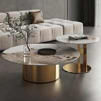 Table basse en métal, style nordique, ensemble de meubles, table ronde moderne, table d'appoint, table de salon, table basse en marbre doré de luxe pour le salon