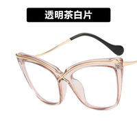 Monture de lunettes pour femme X, design œil de chat et papillon, en métal, monture intégrale, anti-lumière bleue, grande monture, verres plats, pour visage rond