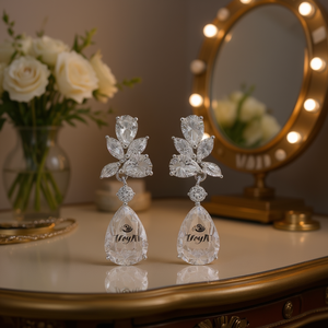 Pendientes de Cristal con Corte de Pera en Oro Rosa para Mujer, Marca IvyAI, Joyería de Moda para Boda, Estilo Romántico - Product Image 2