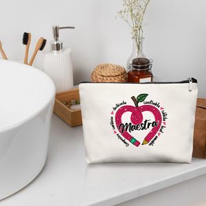 Trousse de maquillage rétro pour professeur de espagnol, cadeaux pour professeur(se), cadeaux d'appréciation pour professeur(se) - Product Image 4