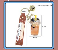 Porte-clés mignon en acrylique en forme de tasse de thé au lait - Ensemble créatif et tendance pour couple, pour voiture et sac, vente en gros