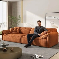 Italienisches Kunstleder & Stoff Gepolstertes Elefantenohr-Sofa - Minimalistisches Creme-Ecksofa für Hotel & Villa Luxus-Wohnzimmer