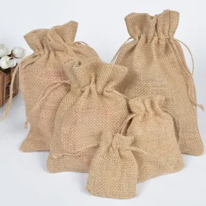 Nhỏ tái chế hessian đay Dây Kéo Túi linen vải bố giáng sinh Túi Quà Tặng với logo của bạn