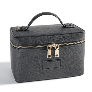Organisateur de voyage de grande capacité, nouvelle boîte de rangement portable pour pinceaux de maquillage, trousse de toilette en cuir PU, sacs à cosmétiques de couleur noire - Product Image 3