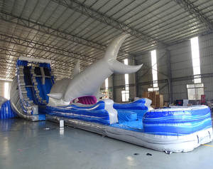 Glissière d'eau gonflable en PVC bleu de qualité commerciale pour enfants géant sautant plein d'entrain <span class=keywords><strong>toboggan</strong></span> <span class=keywords><strong>toboggan</strong></span> parc de <span class=keywords><strong>trampoline</strong></span> de 3 ans - Product Image 2