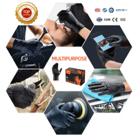 Guantes de Nitrilo con Textura de Diamante Industriales, Caja Portátil de 30 Piezas, Guantes de Seguridad Desechables Resistentes para Trabajos Mecánicos y Automotrices