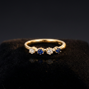 Anillo Clásico Bella Jewelry S925 Chapado en Oro de 14K con Topacio Azul Londres Natural, Zafiro Gris y Circonita Cúbica con Engaste de Garras OEM - Product Image 3