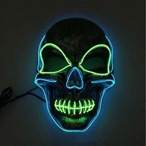 Masque de fête lumineux LED pour le Nouvel An 2025, décoration d'Halloween en PVC, masque de mascarade effrayant à LED brillant - Product Image 6