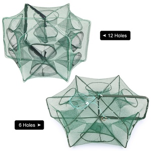 Red de pesca plegable hexagonal, 6 agujeros, red de pesca, jaula para camarones, trampa para pececillos, cebos para cangrejos, red trampa de malla - Product Image 6