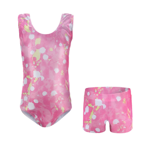 Su misura per ragazze abbinate a tute da palestra allenamento per danza classica indossare body da ginnastica senza maniche per bambini con pantaloncini - Product Image 3