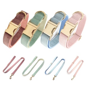 Trendy Ketting 2024 Voor Hondenmode Hondenhalsband Kleurrijke Fluwelen Comfortabele Hondenhalsband En Leiband Set Elegante Huisdierriemen - Product Image 1