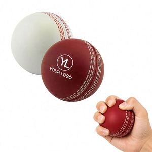 Custom Logo <b>Cricket</b> Ball Shaped Stress Reliever Soft PU Foam Squeeze Toy for Sports Event Giveaways - Product Image 1