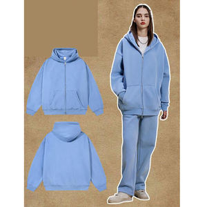 Sweat à capuche zippé pour homme surdimensionné en coton épais 100% teint uni délavé avec logo personnalisé streetwear - Product Image 3