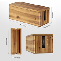 Boîte de gestion des câbles en bois d'acacia à bords arrondis, organiseur de câbles en bois, boîte de rangement pour dissimuler les câbles électriques, boîte de rangement pour câbles