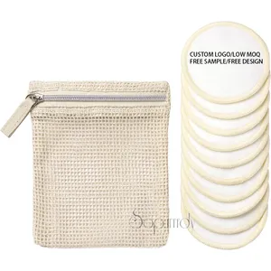 Reusable Makeup Remover Pads Eco-Friendly Cotton Bamboo Rounds for Toner Exfoliants Includes Washable Bag for Laundry Storage