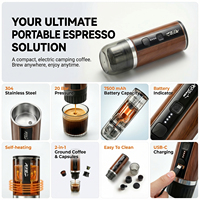 Machine à expresso électrique portable RoosCamp, cafetière auto-chauffante de voyage, USB-C, compatible avec les capsules NS, café moulu, camping, camping-car
