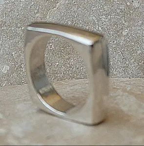 Chunky Square Band Sterling-Silberring Silber Geometrischer Ring Quadratband Damenband Ring wasserdicht