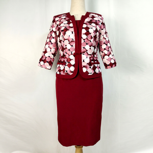 2025 Custom Made Formal Floral Diamond <b>Chiffon</b> Church Dress 2 Piece Set Women Autumn Washable - Product Image 1