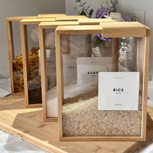 Müslispender aus Bambus, Lebensmittelbehälter, Spender für Lebensmittel, Küchen-Organizer und Aufbewahrung, Lebensmittelbehälter & Müslispender - Product Image 1