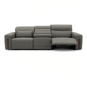 Divano Elettrico L310 W106 H93cm Grigio in Ecopelle Reclinabile con Telecomando Arredamento Contemporaneo per Soggiorno - Product Image 1