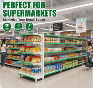 Estanterías Metálicas Resistentes para Supermercados, Estanterías para Tiendas de Conveniencia, Góndolas de Exhibición, Estantes para Alimentos, 4 Niveles - Product Image 3