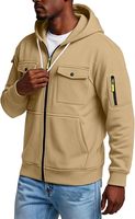 Sweat à capuche cargo multi-poches zippé personnalisé OEM pour homme, veste décontractée ouverte sur le devant pour les trajets en extérieur