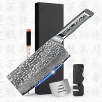 Couteau de chef chinois à hachoir en acier Damas VG10 à 67 couches avec manche gris G10 et motif martelé – 10 % de réduction