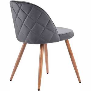 Chaise de salle à manger en tissu velours, style nordique moderne de luxe, avec pieds en bois, pour cuisine et restaurant - Product Image 2