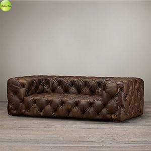 Italiaanse Lederen Chesterfield Sofa Set Antieke Leven Sofa Vintage Fluwelen Zwart Couch Woonkamer Meubels - Product Image 6