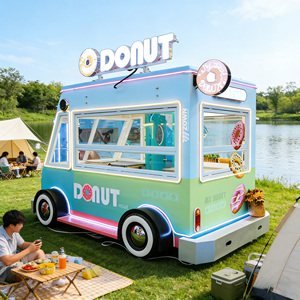Camión de Comida de Estilo Popular, Cocina Móvil Vintage, Remolque de Catering, Camioneta de Café y Helados - Product Image 1